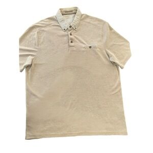 Age of Wisdom Polo Short Sleeve Soft Khaki Shirt Size L Preppy Casual‎ Coastal